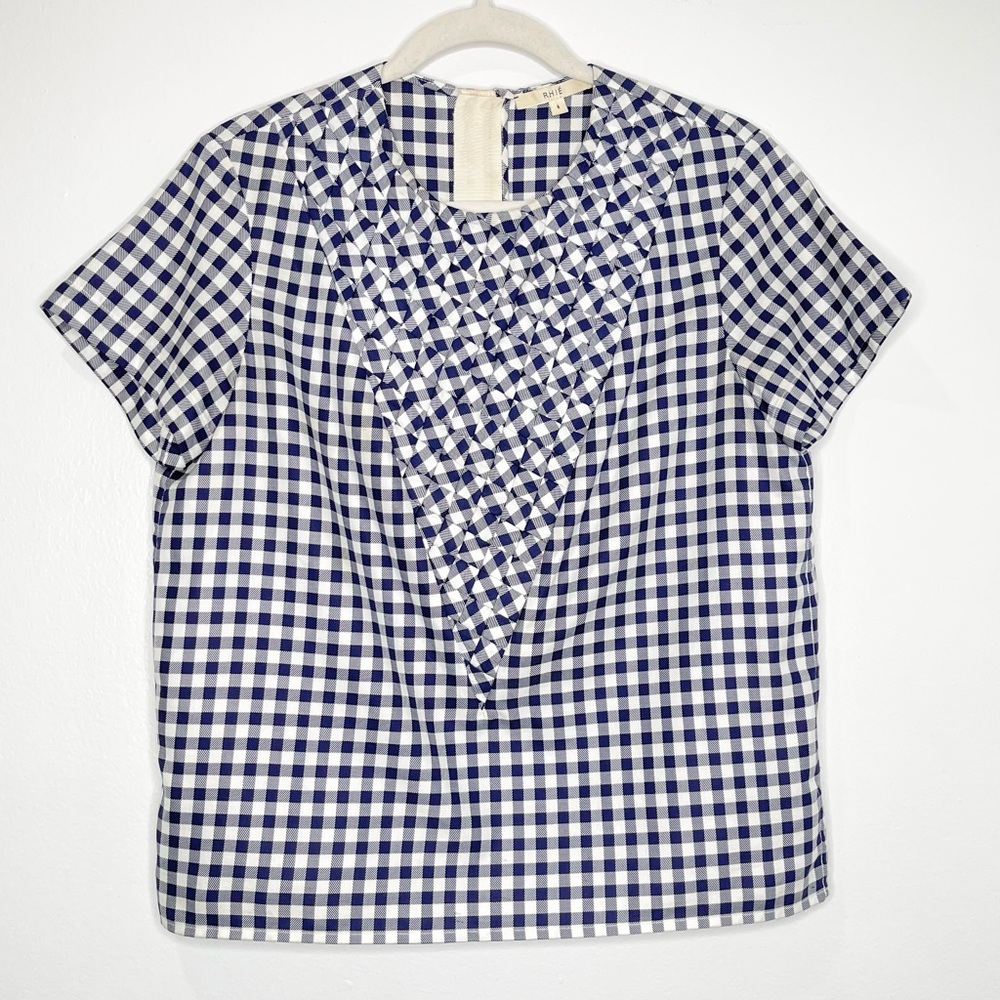Rhie Blue and White Checkered Blouse Size 6
